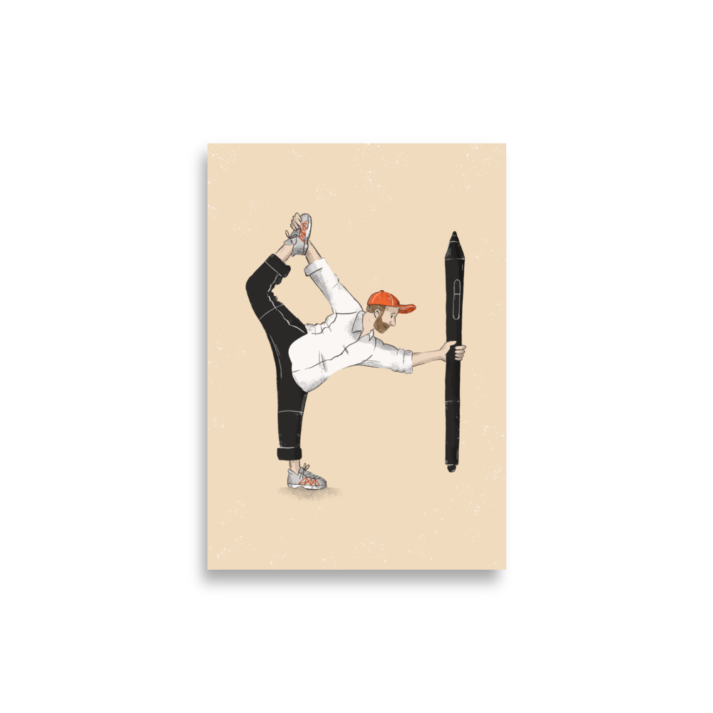 Yoga mit Tabletpen Art Print