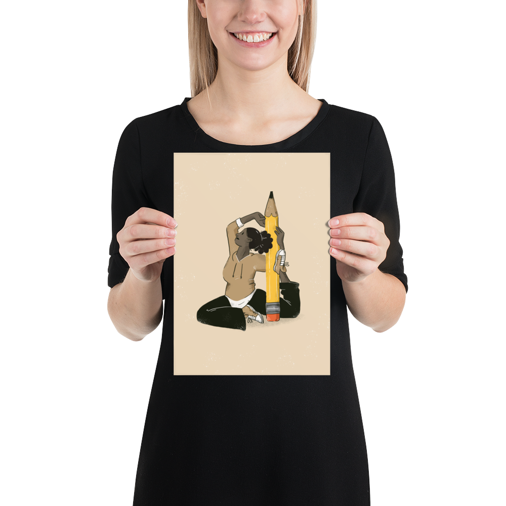 Yoga mit Bleistift Art Print