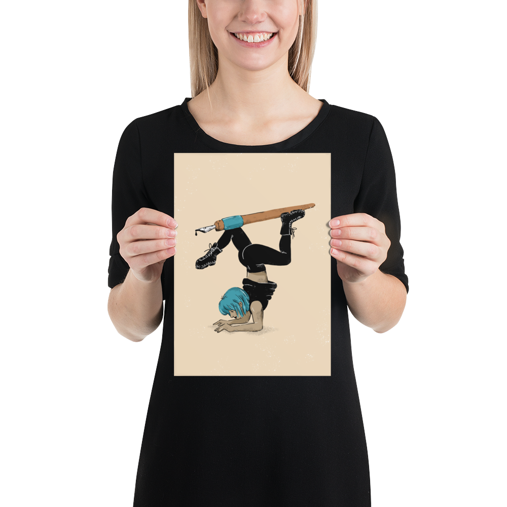 Yoga mit Tuschefeder Art Print