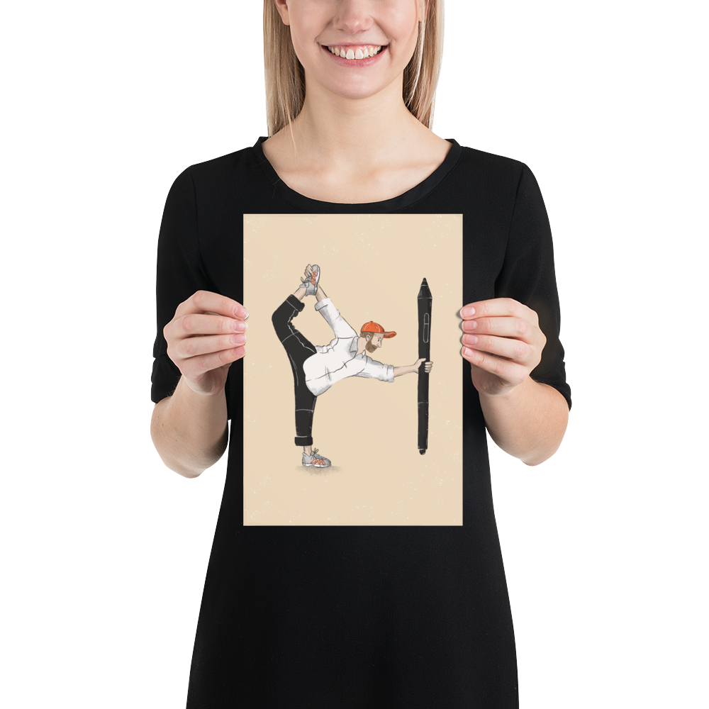 Yoga mit Tabletpen Art Print