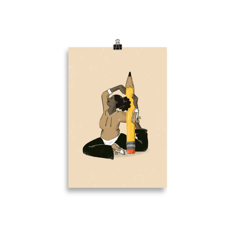 Yoga mit Bleistift Art Print