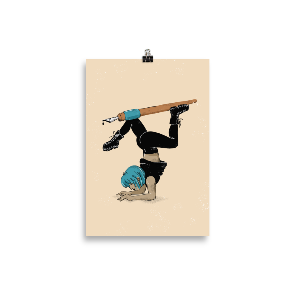 Yoga mit Tuschefeder Art Print