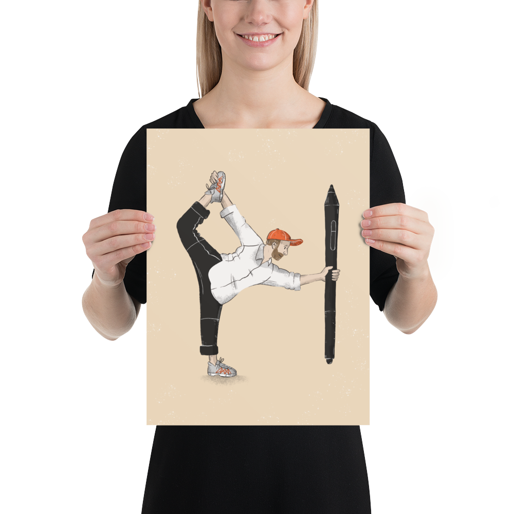 Yoga mit Tabletpen Art Print