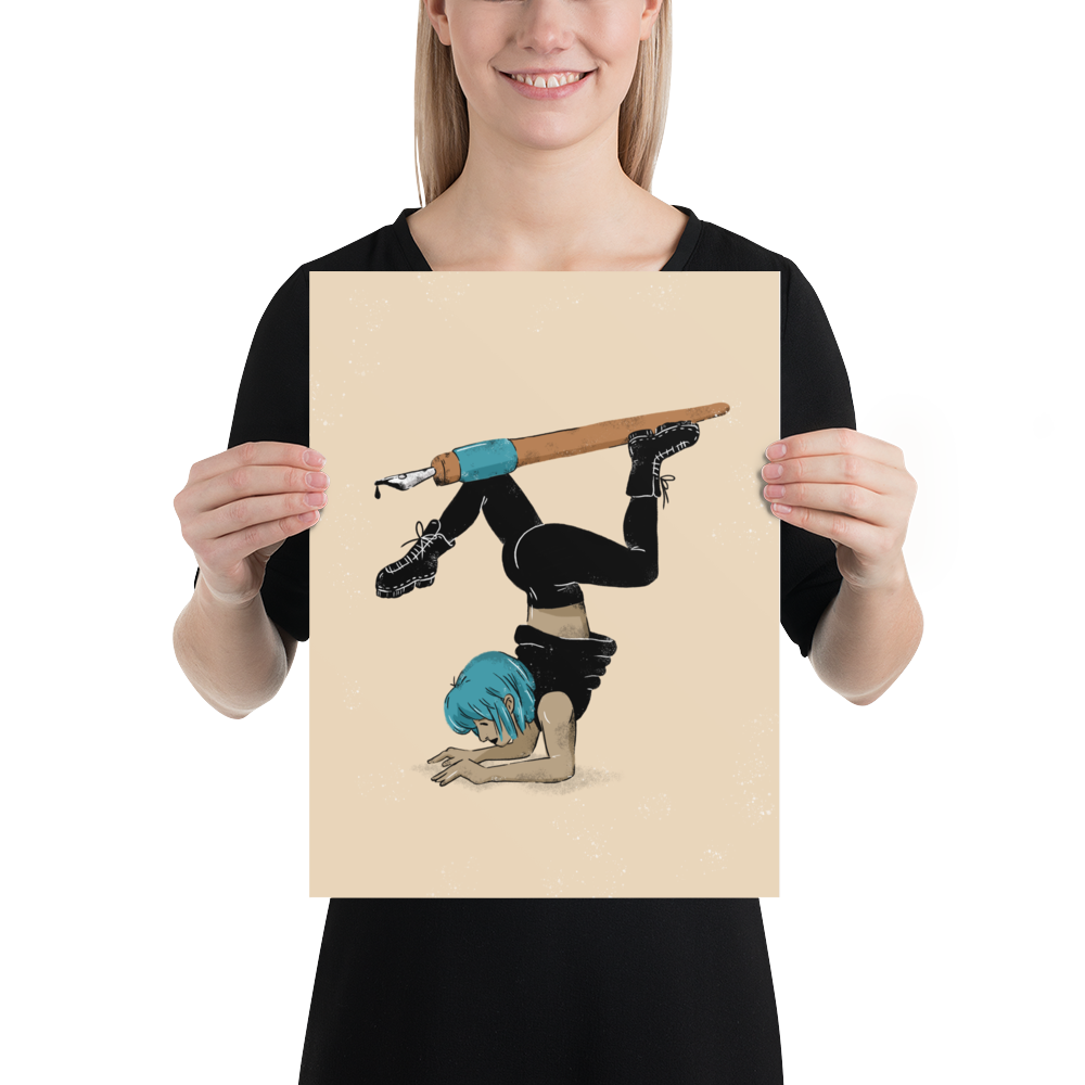 Yoga mit Tuschefeder Art Print