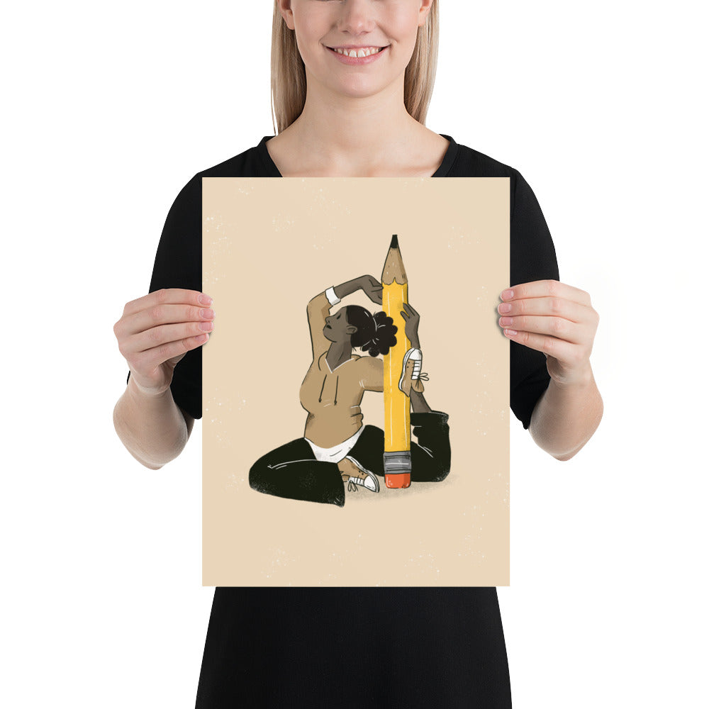 Yoga mit Bleistift Art Print