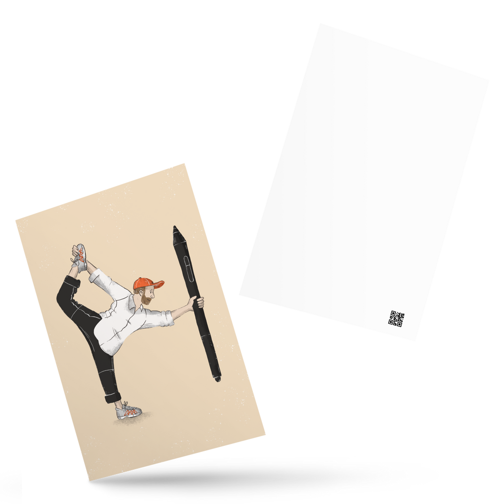 Yoga mit Tabletpen Postkarte
