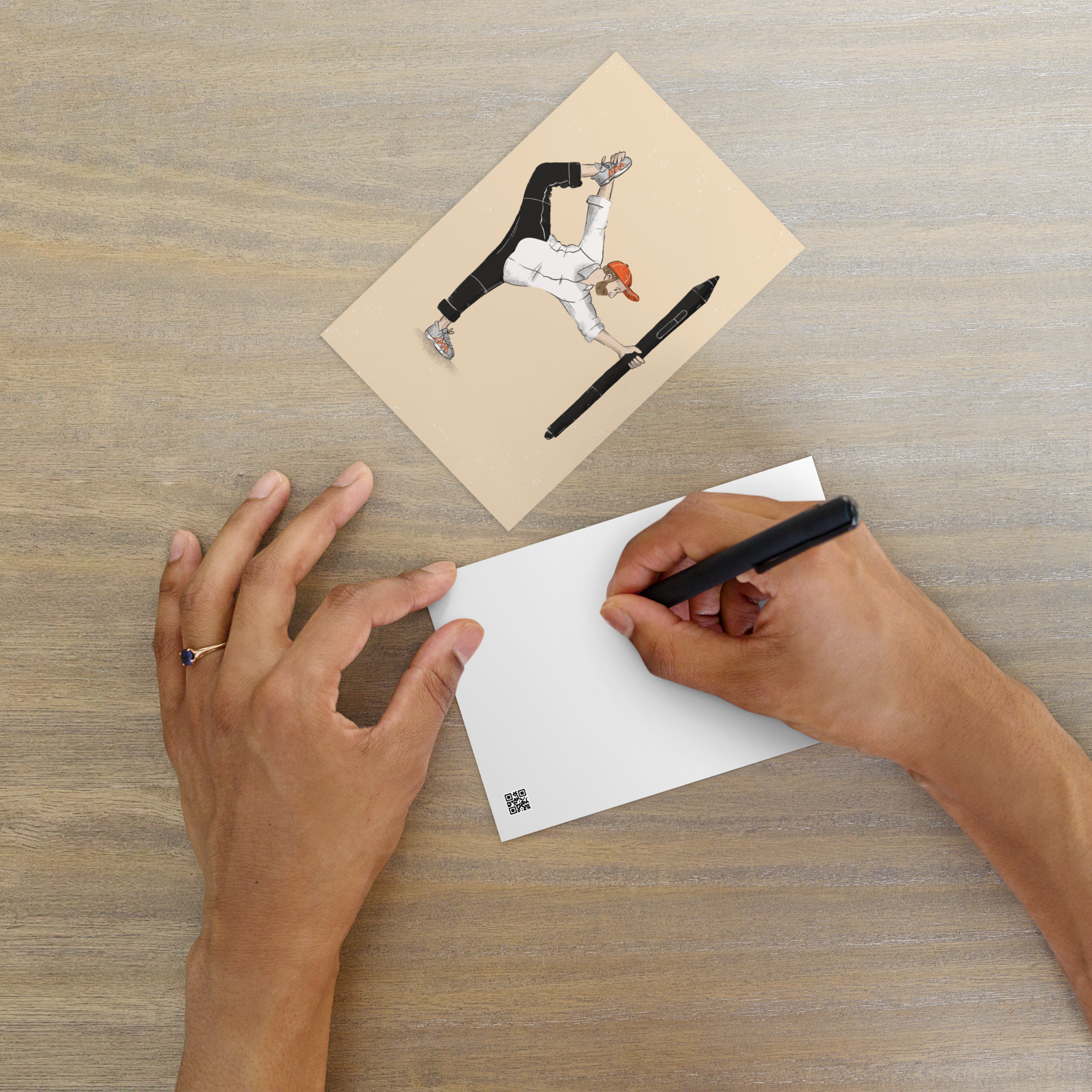 Yoga mit Tabletpen Postkarte
