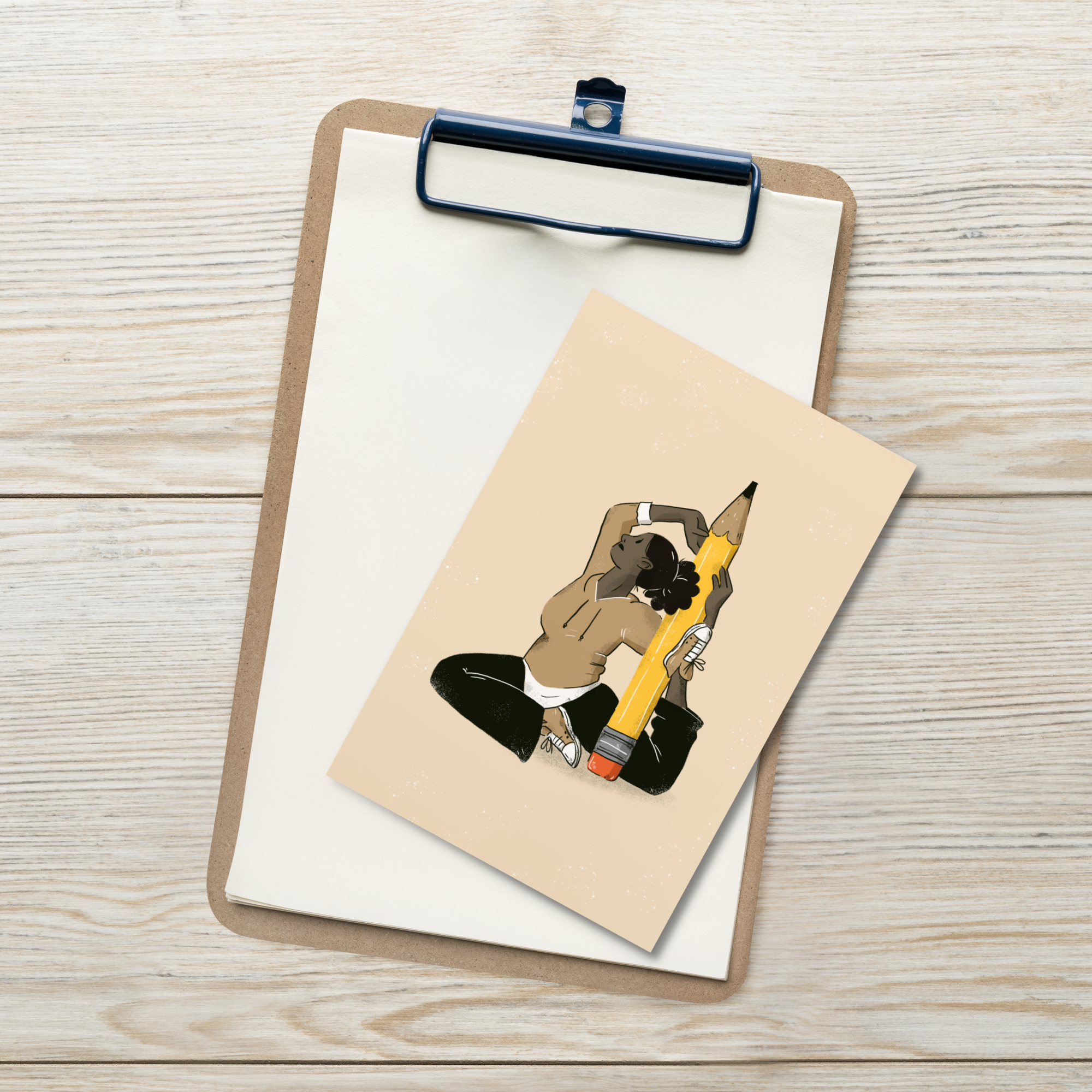 Yoga mit Bleistift Postkarte
