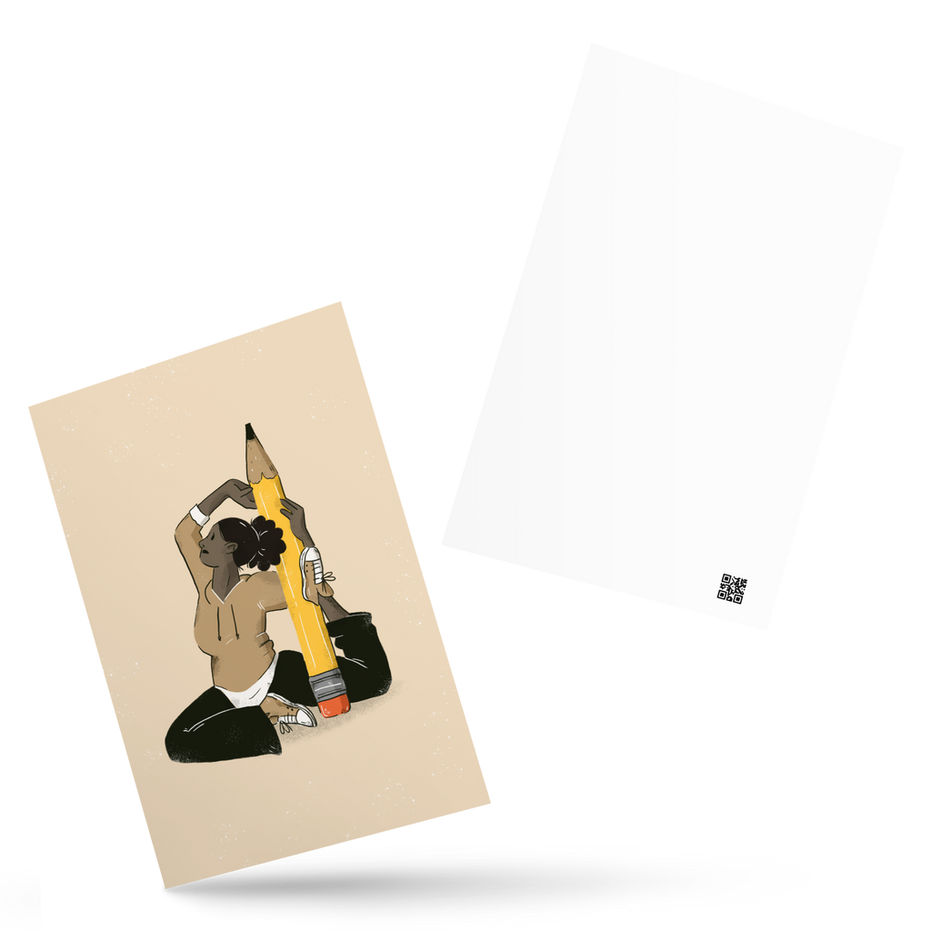 Yoga mit Bleistift Postkarte