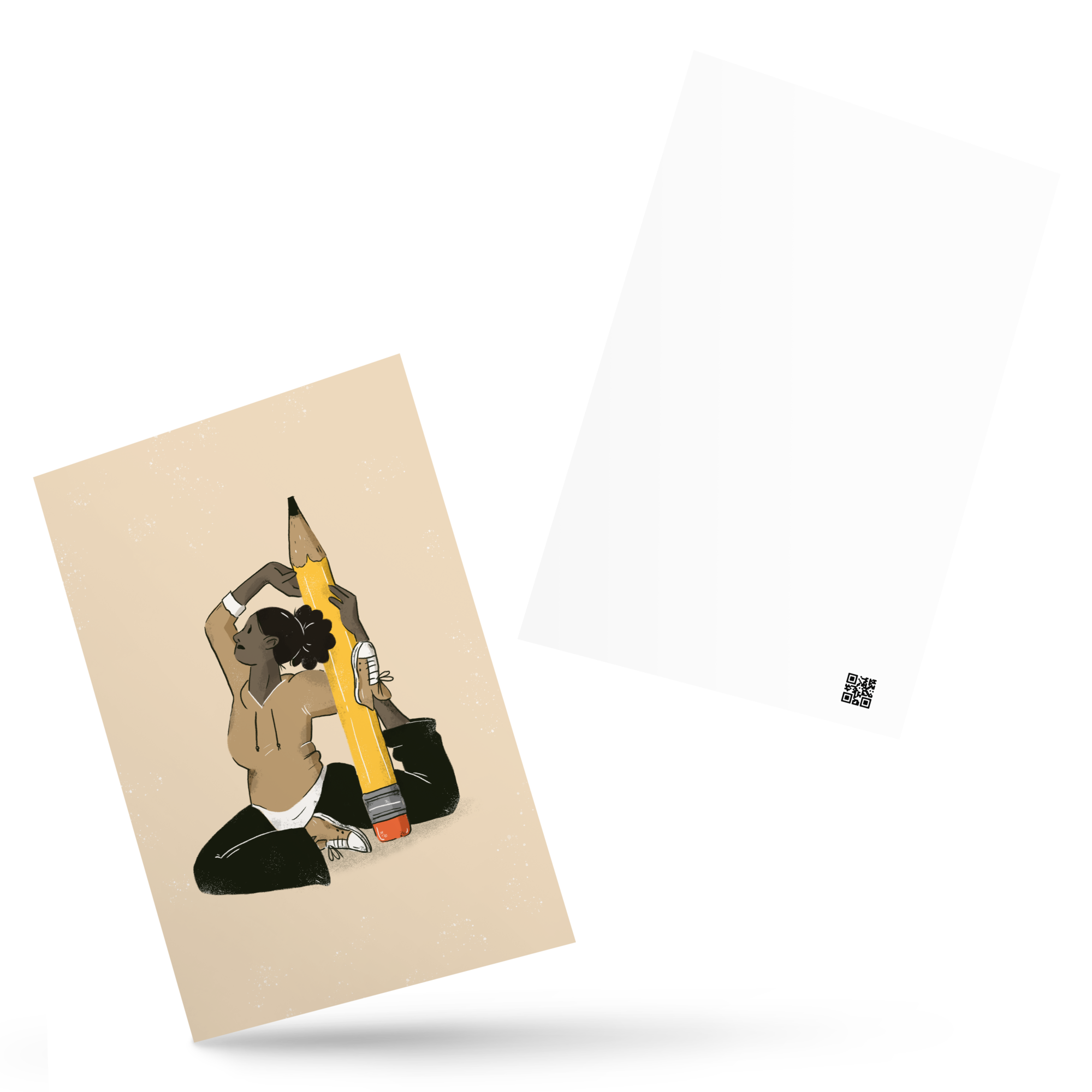 Yoga mit Bleistift Postkarte