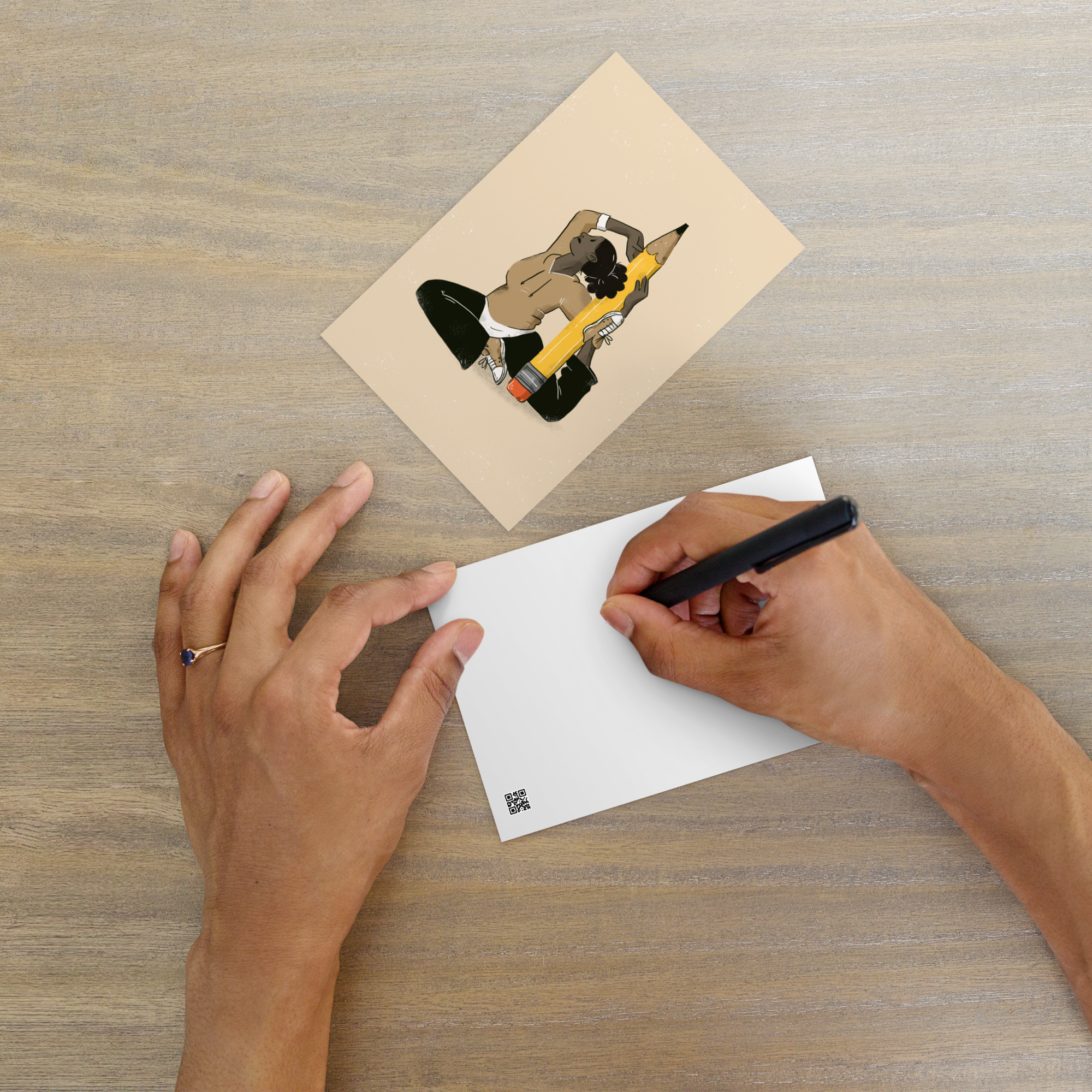 Yoga mit Bleistift Postkarte
