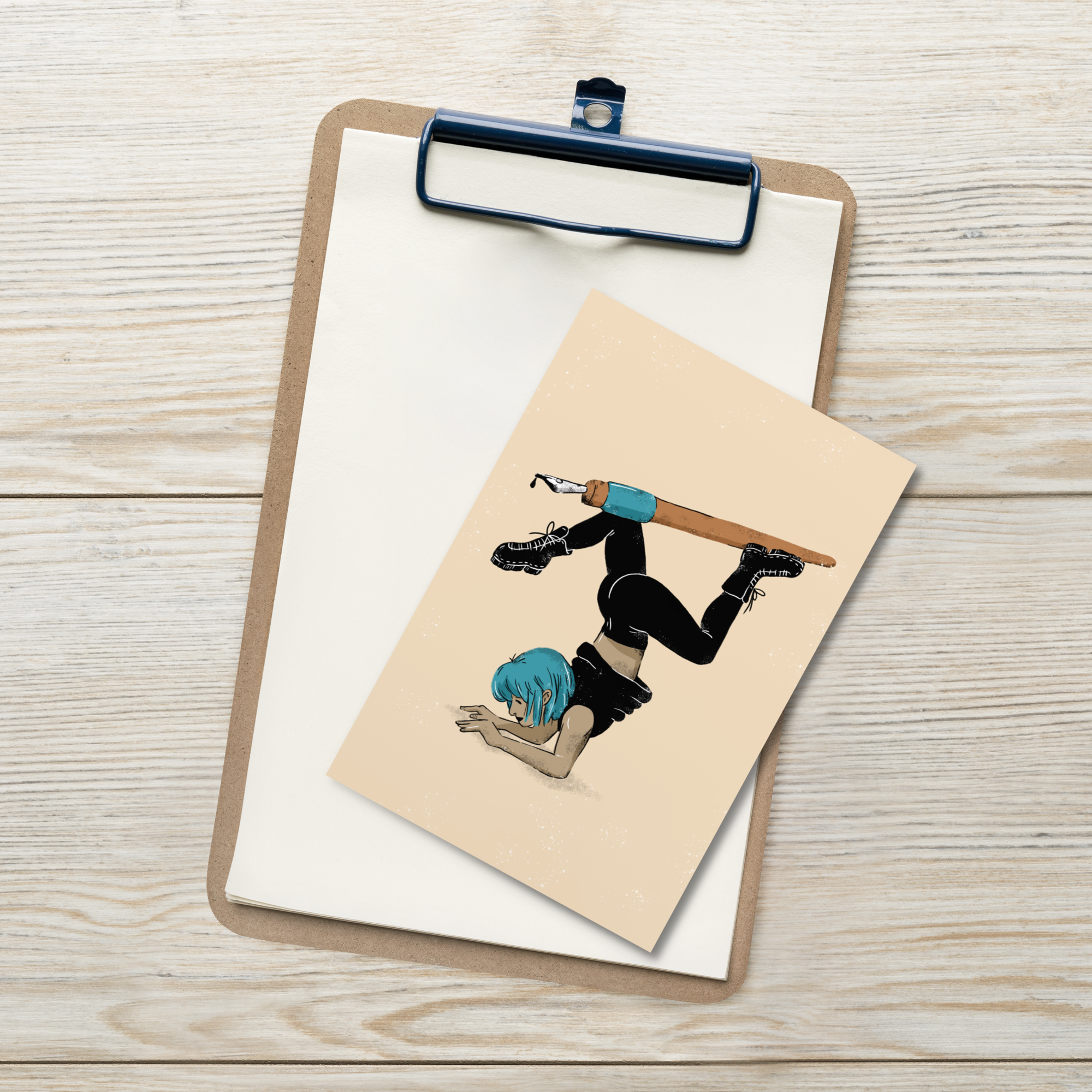 Yoga mit Tuschefeder Postkarte