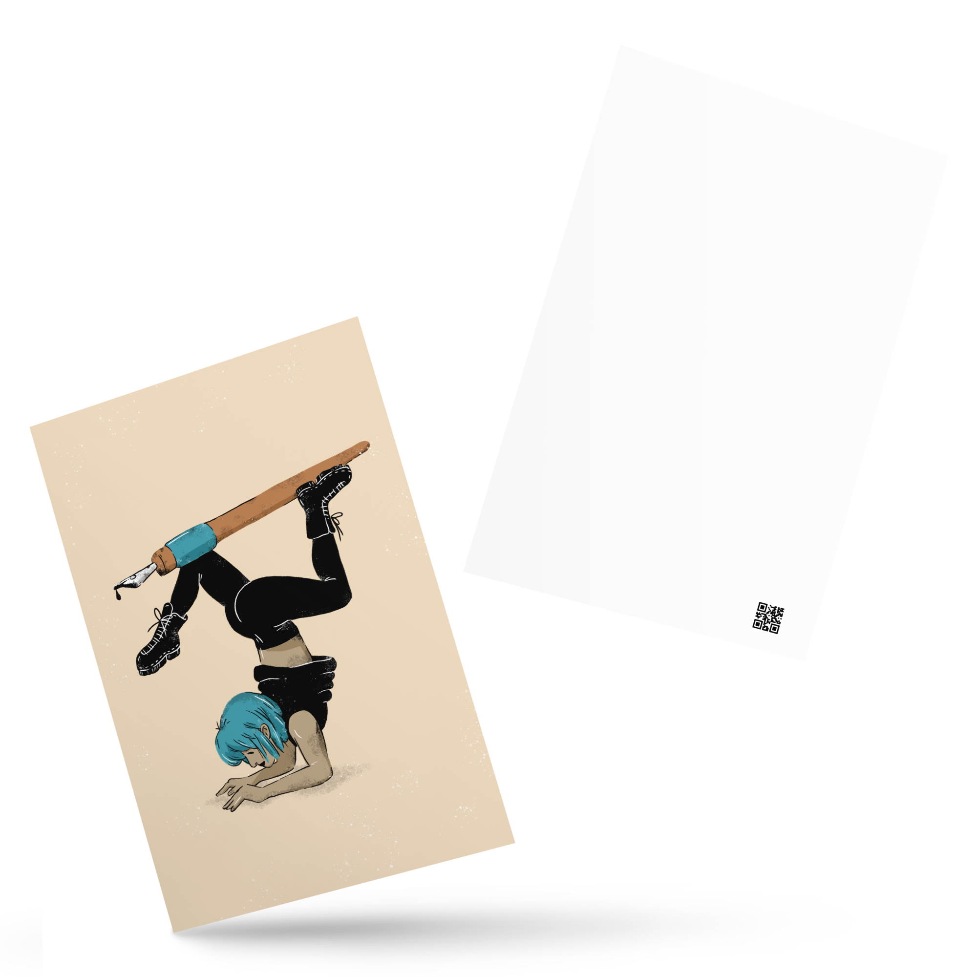 Yoga mit Tuschefeder Postkarte