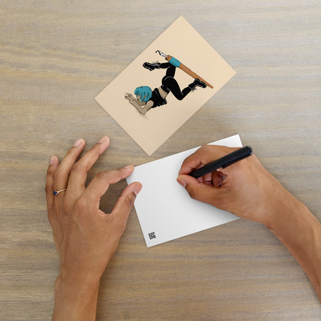 Yoga mit Tuschefeder Postkarte