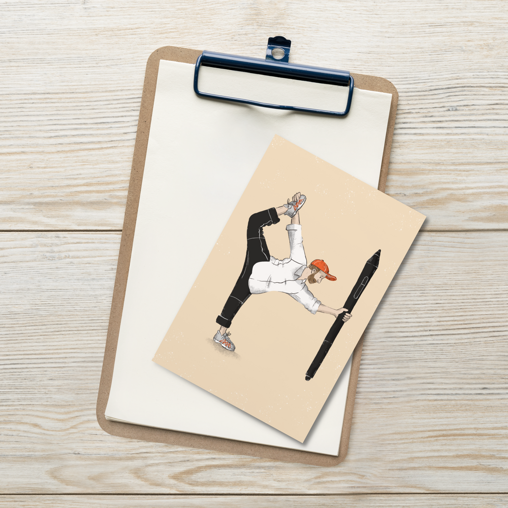 Yoga mit Tabletpen Postkarte